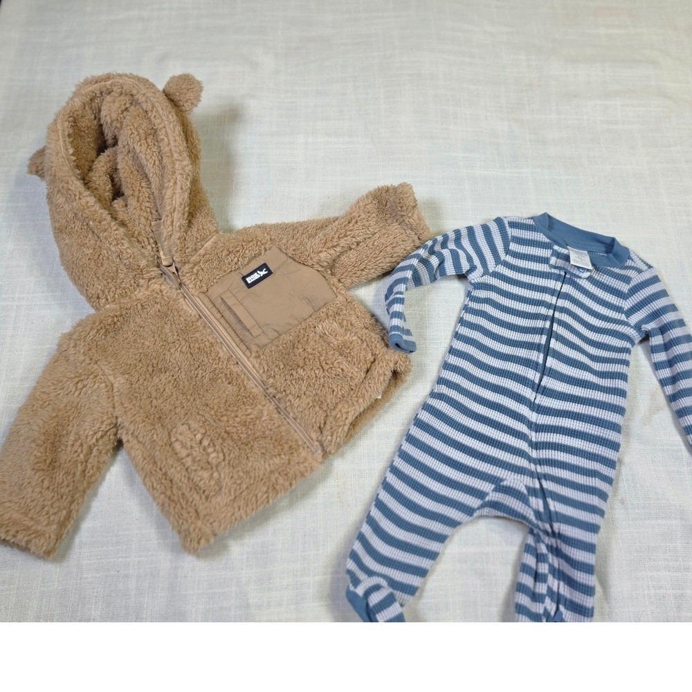 Eddie Bauer Sherpa Bear Ear Jacket & Little Planet Organic Cotton Sleeper Set